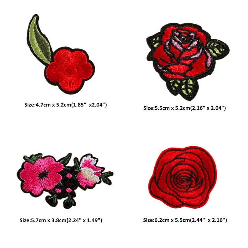 Zhiheng 12pcs Assorted Rose Embroidered Flower Patches Sew Iron on Floral Applique Motif - Image 4